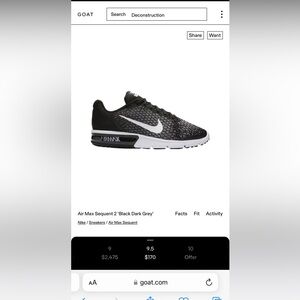 Air Max Sequent 2 'Black Dark Grey' Shoes